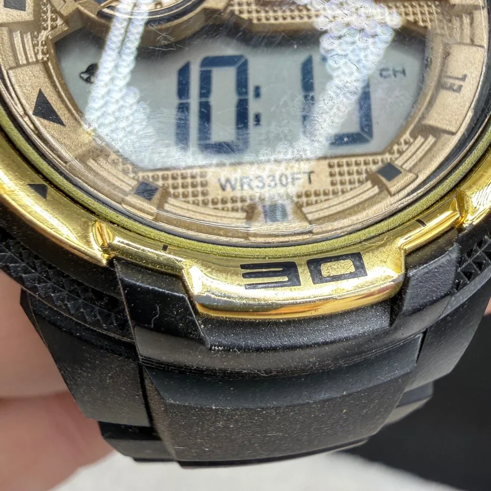 Armitron Digital Watch Black Gold Chronograph Sport Mens 7 Inch 28937